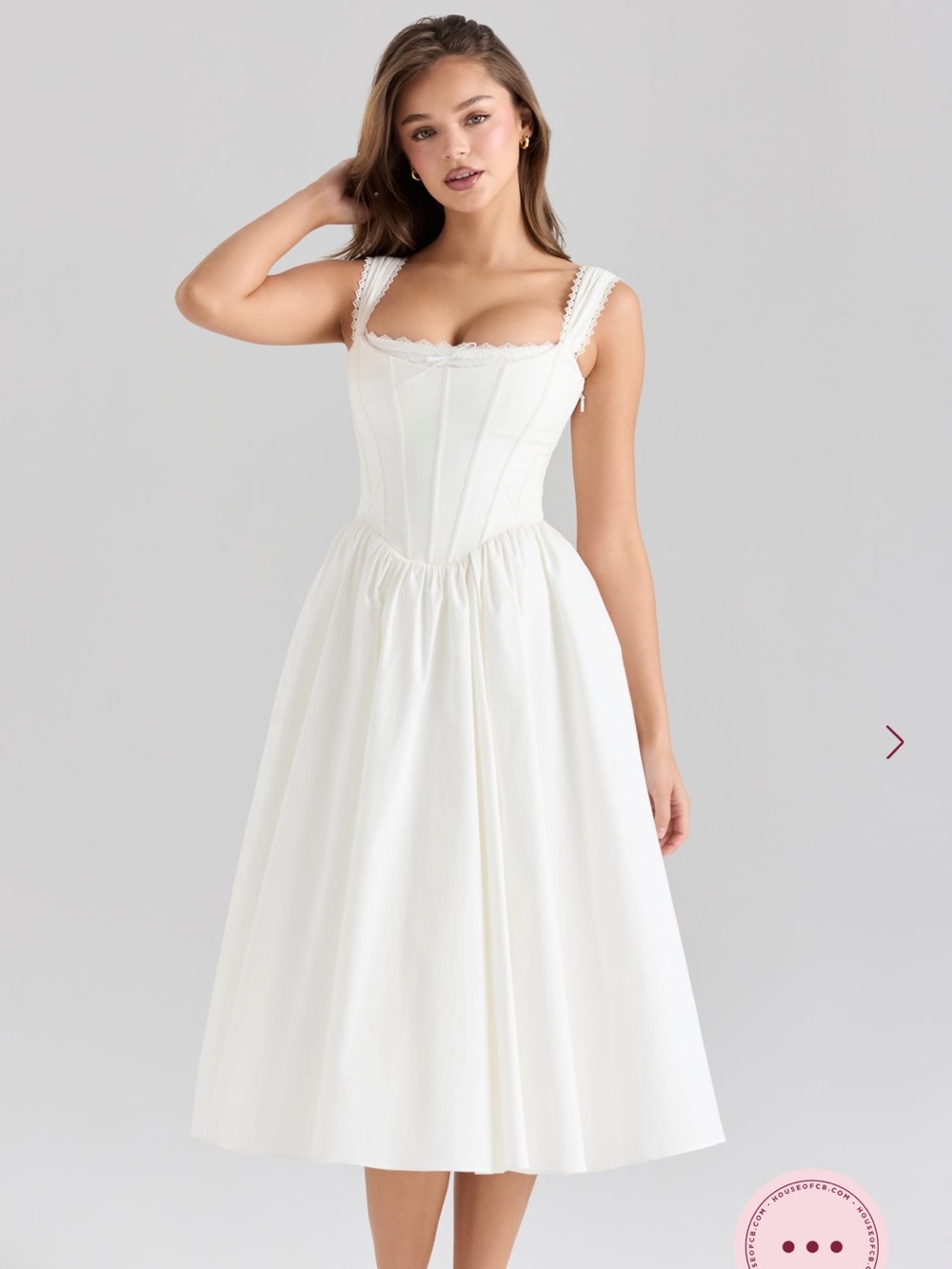House of CB White Corset Bodice Midi Dress